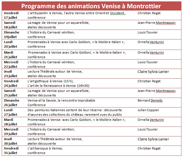 Programme Venise à Montrottier